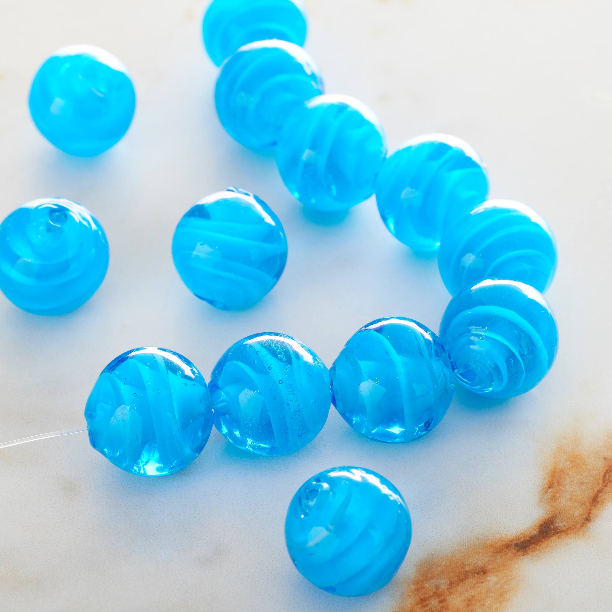 Aqua Glass Round Beads, 13.5mm by Bead Landing™